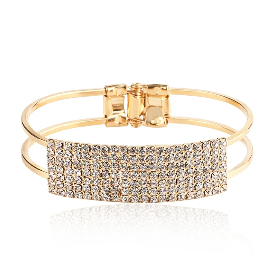 Elegant Gold/Silver Crystal Lady Bangles Accessories Fashion Women