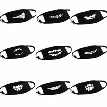 9 шт./партия, черная мода, унисекс, рот, лицо, медведь, зуб, ажурная маска, противопылевые хлопковые Тканевые маски, сохраняющие тепло, милая Зимняя Маска