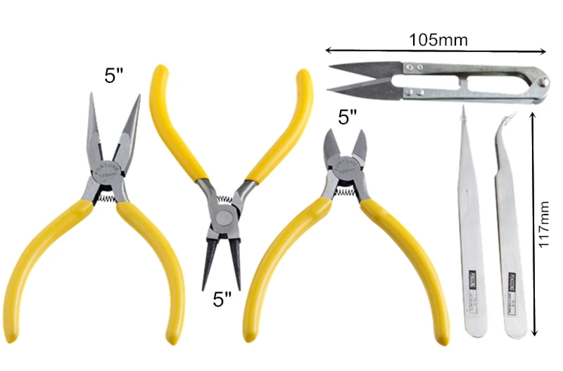 7 шт. Ювелирные плоскогубцы инструменты длинный нос плоскогубцы с пинцетом ножницы для самостоятельного изготовления ювелирных изделий инструмент для работы с бисером комплект