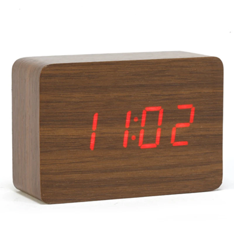 Wood Led Small Table Clock Electronic Desk Clock Digital Clock