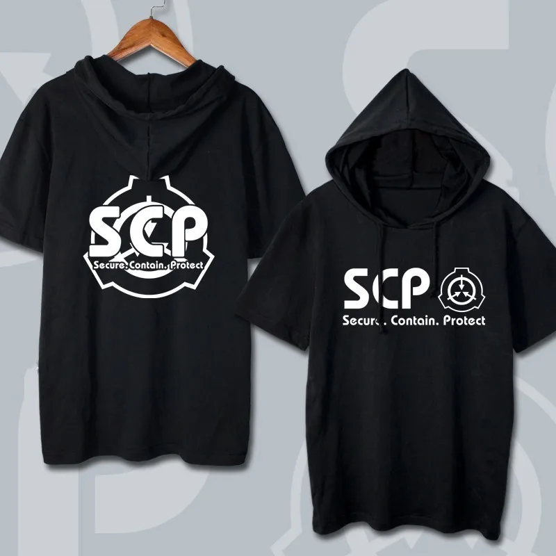 Повседневная футболка с капюшоном для мужчин для аниме SCP Foundation Design косплей для женщин и мужчин s с капюшоном футболки с коротким рукавом топы футболки