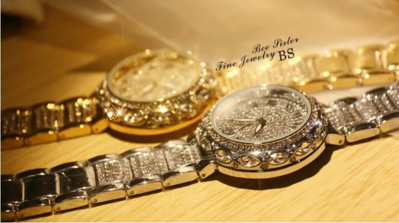 Горячая распродажа! Роскошные женские часы с бриллиантами, полностью Стразы, женские наручные часы с кристаллами, золотые женские кварцевые часы