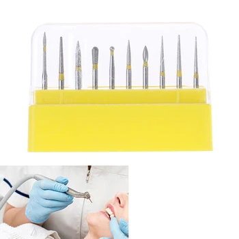 

10pcs/Box Diamond Dental Burs Drill Dental Burs Dia-burs For High Speed Handpiece Medium FG105 106 Dental Tools Dentistry Lab