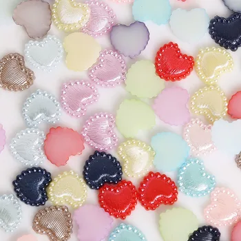 

50Pcs Random Mixed Color ABS Imitation Pearl Plastic Half Pearl Flatback Heart Beads For DIY Bracelets Headwear Jewelry Findings