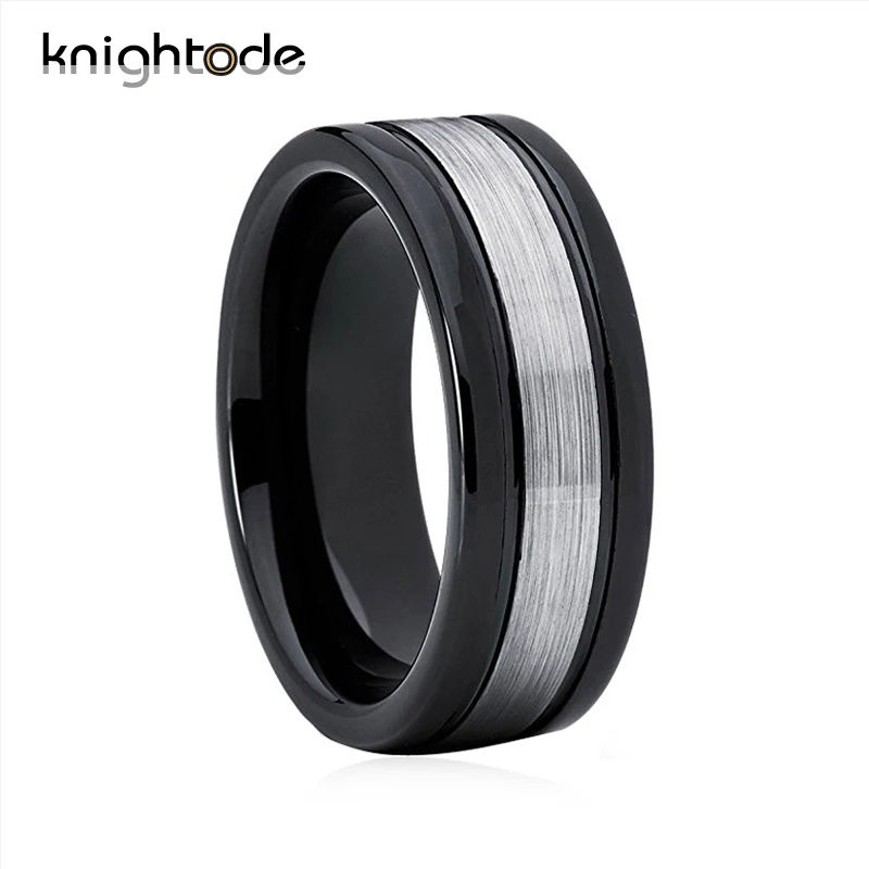 

Knightode Tungsten Wedding Band For Women Men 8mm Polished And Brushed Fashion Tungsten Carbide Ring