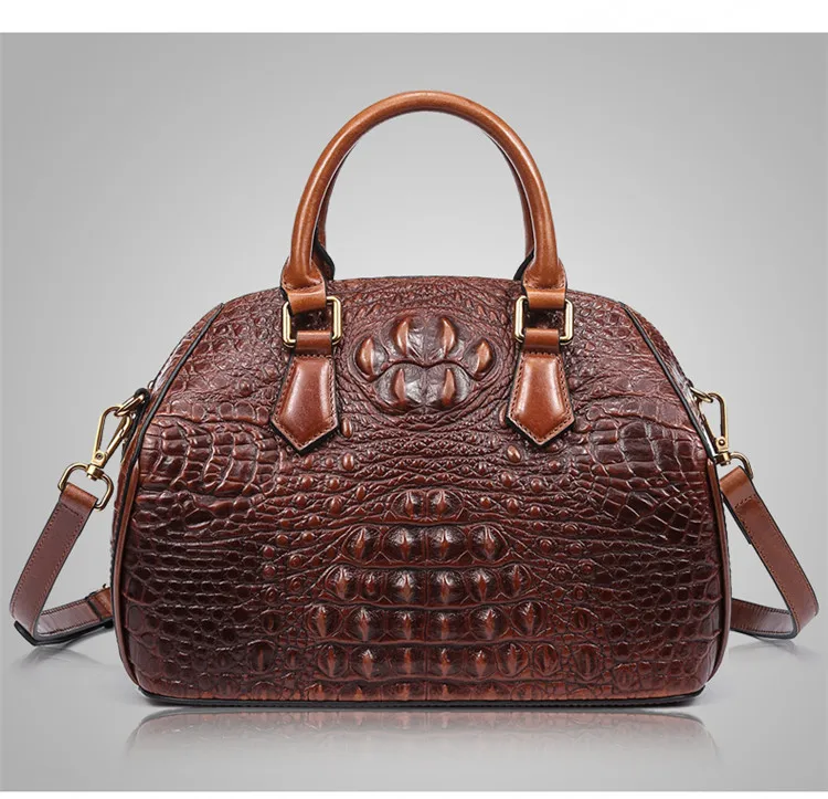 grand - orange QIWANG Mod/èle de crocodile de concepteur de sac /à main en cuir v/éritable pour femmes