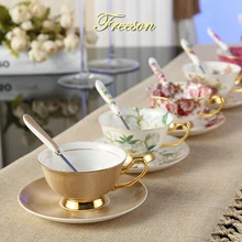 Ensemble de tasse de luxe, vendu avec cuillères et soucoupe, en porcelaine, noble, style européen, en céramique, pour thé et café, de qualité supérieure, festif, 200ml