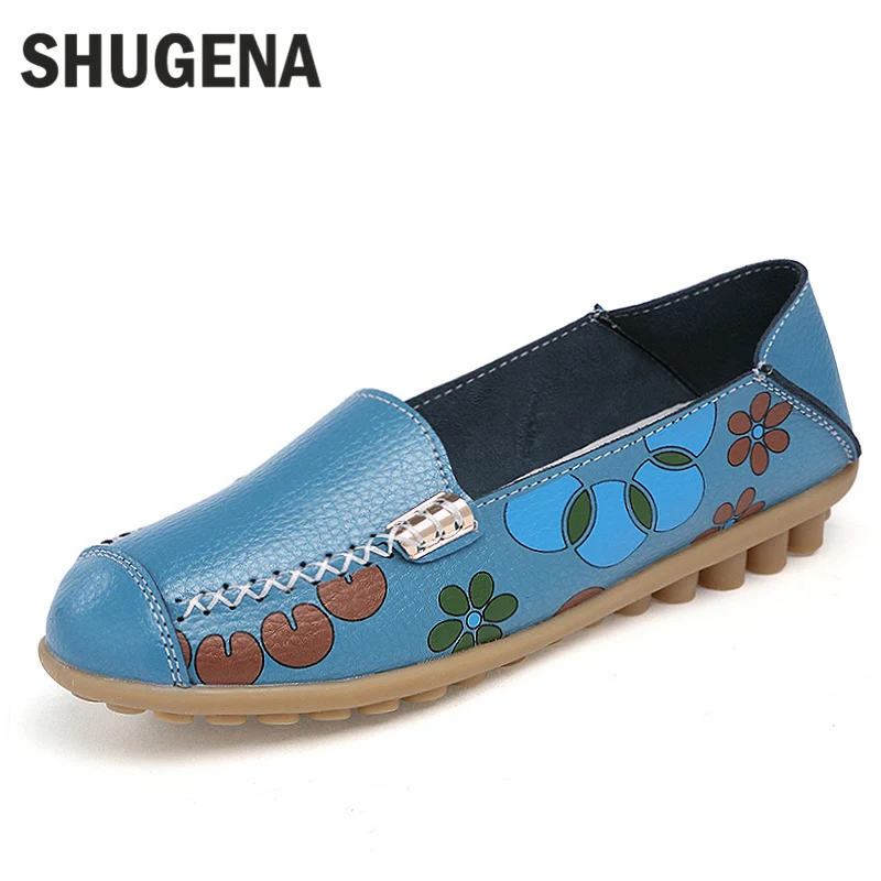 

A SHUGENA 2017 New arrivals genuine leather women flats shoes female casual loafers slips leather flat women's shoes XYL03P