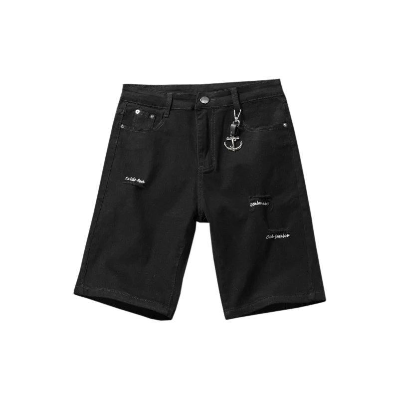 New Men's Brand Denim Shorts High Quality Slim Custom Casual Knee