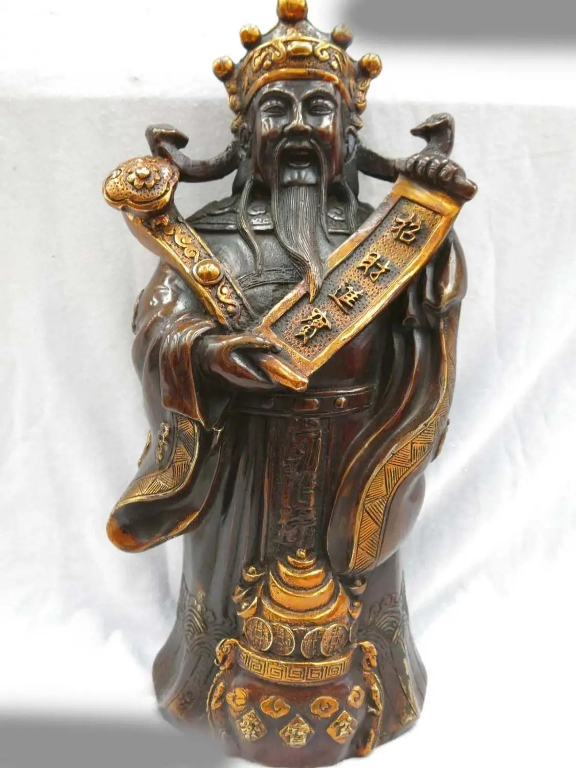

Bronze sculpture China treasure buddhism god of fortune buddha copper Statue