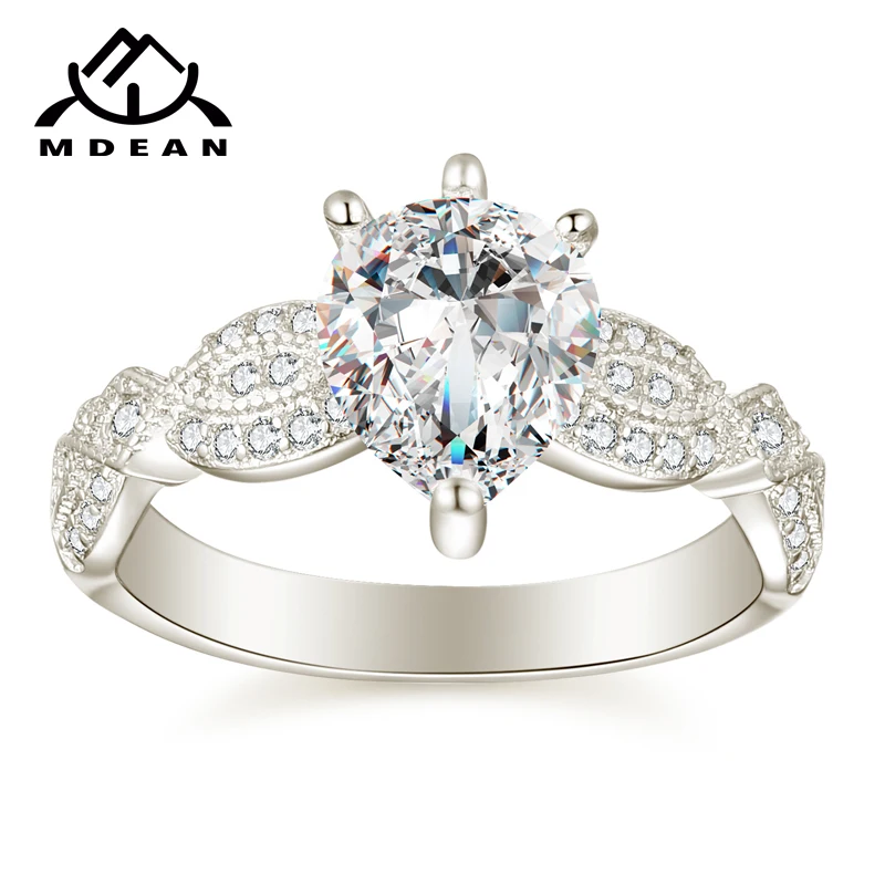 

MDEAN Noble White Gold Color Engagement Rings for Women Wedding Clear AAA Zircon Fashion Jewelry Bague Bijoux Size 5-12 H836
