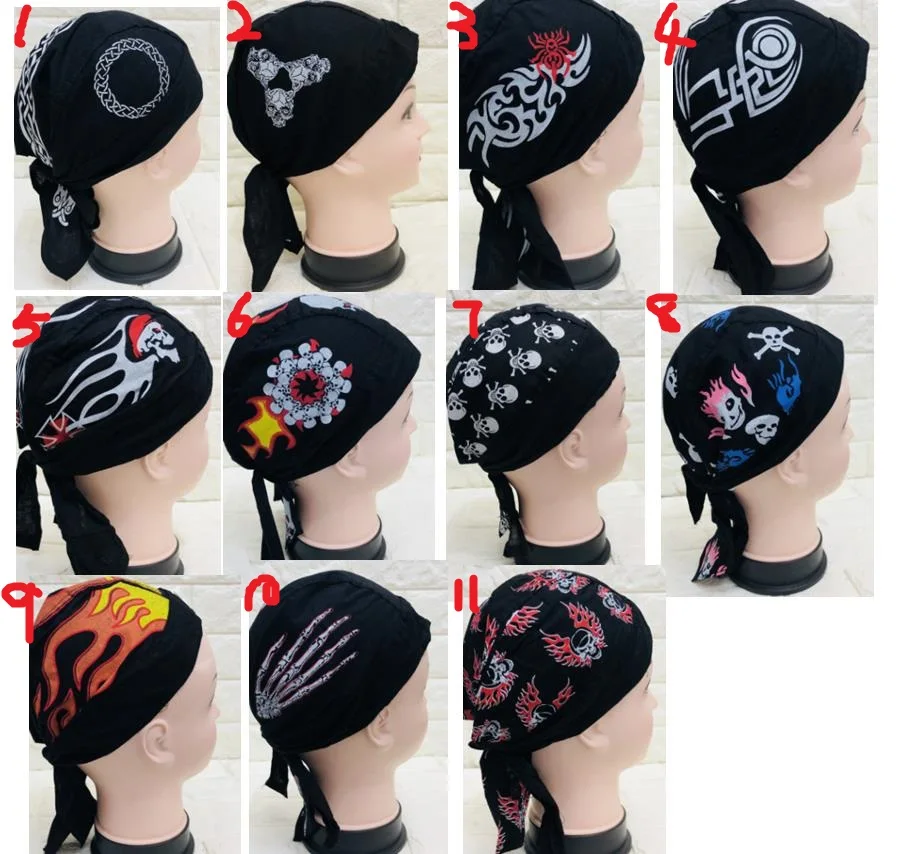 Men Do Durag Bandana Scarf Head Tie Down Band Cycling Biker Skull Cap Pirate Hat