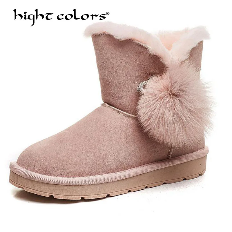 

Luxury Winter Natural Real Rabbit Fur nubuck Leather Recoon Fur Snow Boots Women Low Short Ankle Boots Female Fur Boots A-5812