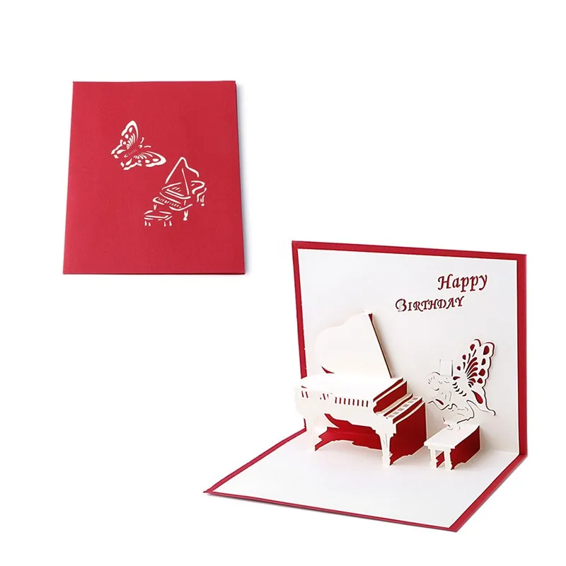 Kofun 3D Pop Up Biglietto di Auguri con Busta di Carta Artigianato Natale Compleanno Capodanno invito Drago Cinese dEpoca 15x15 cm/5.91x5.91 inch 