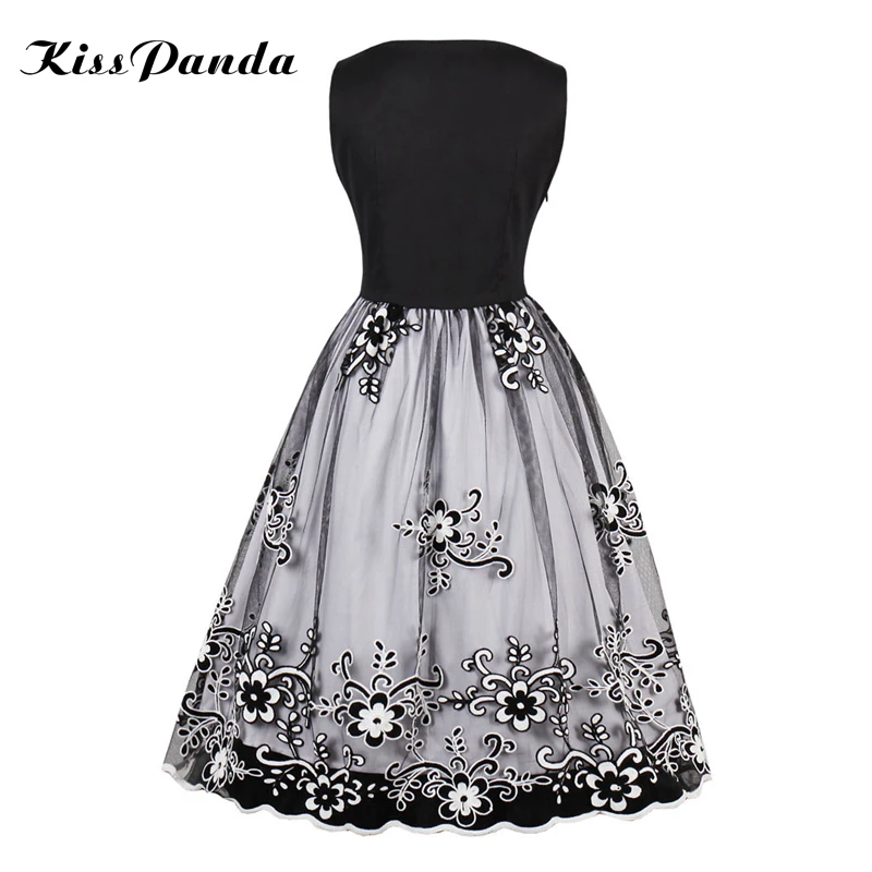 women dress 2017 lace floral print a-line vintage dresses summer autumn (6)