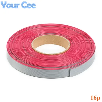 

5m/lot 1.27mm Spacing Pitch 16 pin 16P Grey Gray Flat Ribbon Data Cable Wire Connector AWG28 300V Insulation: 9mils 16 Way