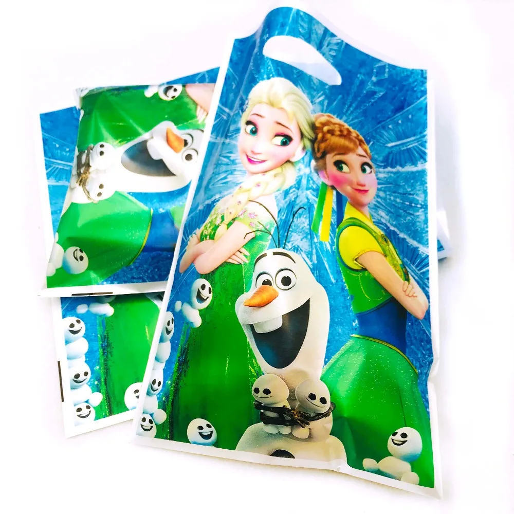 

10pcs/set Frozen Elsa And Anna Gift Bags With Handles Wedding Birthday Party Supplies Gift Bags Cookies Storage Bag
