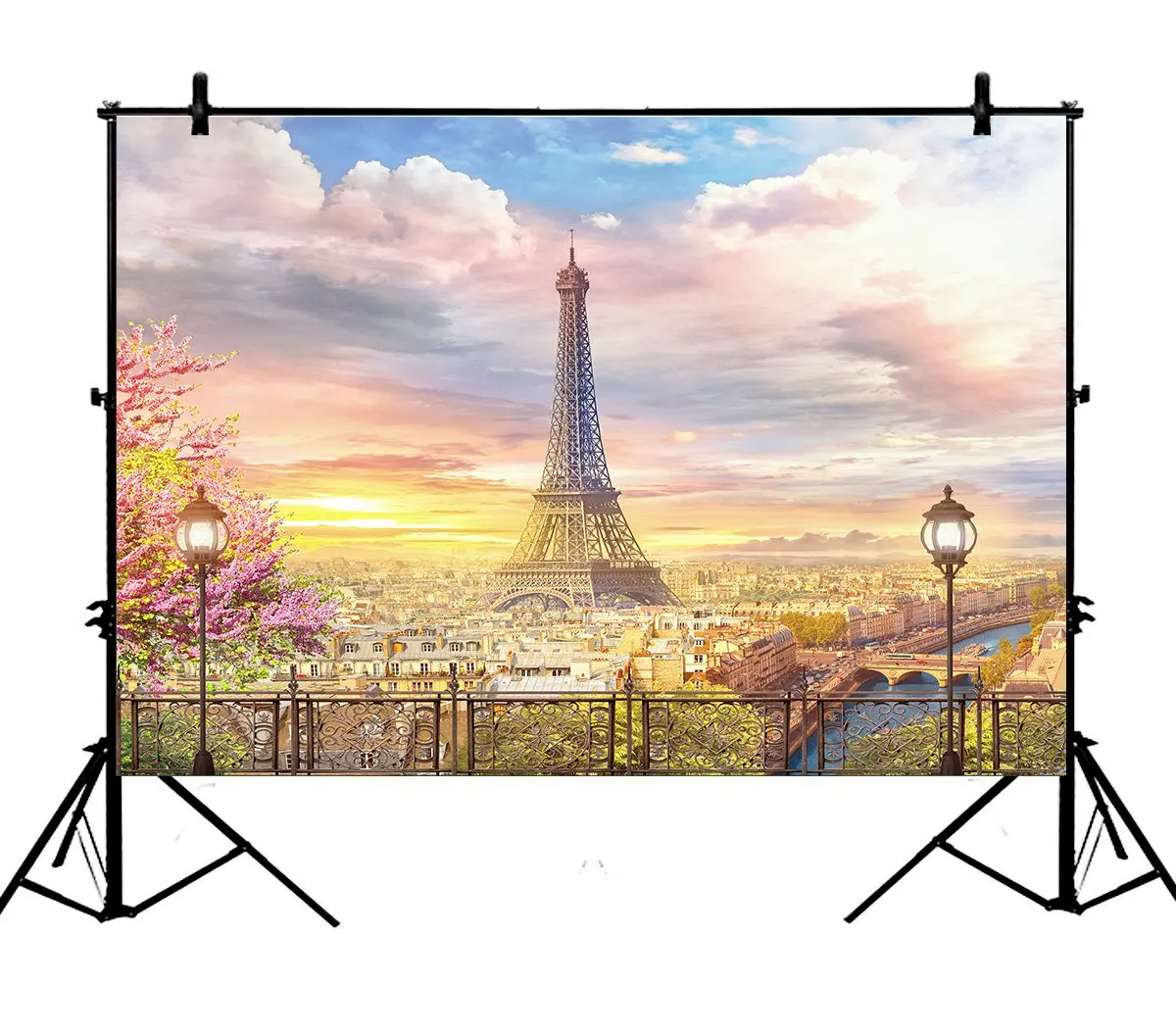 

5x7ft Paris Eiffel Tower Blue Sky Sunshine Polyester Photo Background Portrait Backdrop
