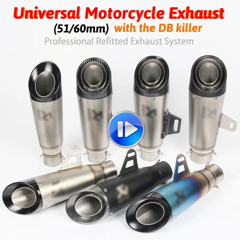 

CB190R/X K8 K9 K7 CBR300/500 carbon fiber 60mm akrapovic muffler silencer yoshimura CBR escape moto exhaust pipe 51mm