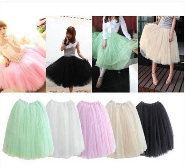 

New Women Stylish 5 Layers Tutu Princess Chiffon Skirt Petticoat Knee-Length Sweet Girl Bubble Bouffant Women's Skirts