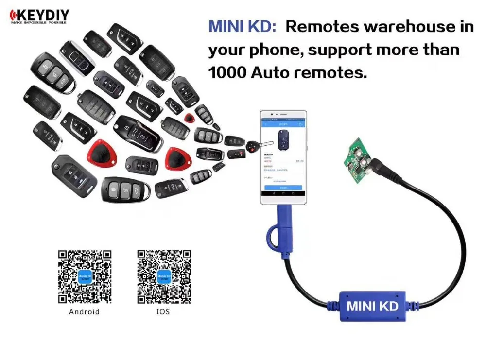 Самый дешевый мини KD дистанционный ключ производитель/генератор склад в вашем телефоне Поддержка Android устройства сделать более 1000 автоматических пультов