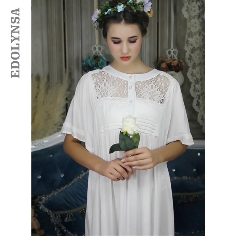 

Palace Style Vintage Nightgown Women Sleepwear Victorian Dress Plus Size Sleep Lounge Nightdress Long Cotton Nightshirt T305