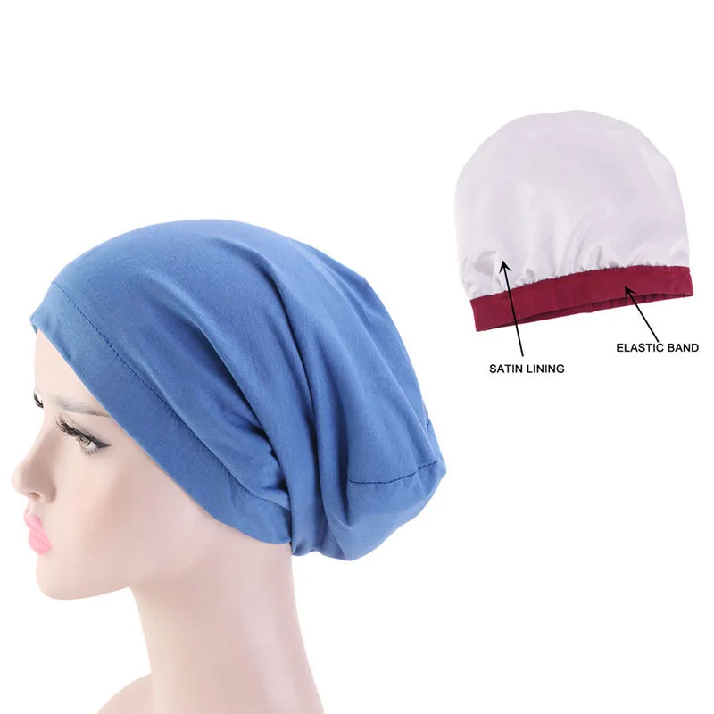 Women satin lining chemo cap elastic band night sleep cap Cancer Chemotherapy Chemo Beanies Cap Headwear Hair Accessories winter cap