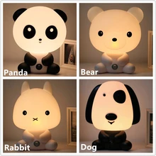 Panda/Rabbit/Dog/Bear Cartoon Night Light Kids Bed Lamp Night Sleeping Lamp for children room Light EU/US Plug Free Shipping