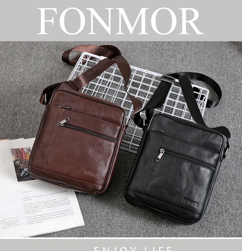 FONMOR мужской портфель из натуральной кожи, брендовая роскошная сумка через плечо из воловьей кожи, высококачественная повседневная офисная мужская сумка на молнии