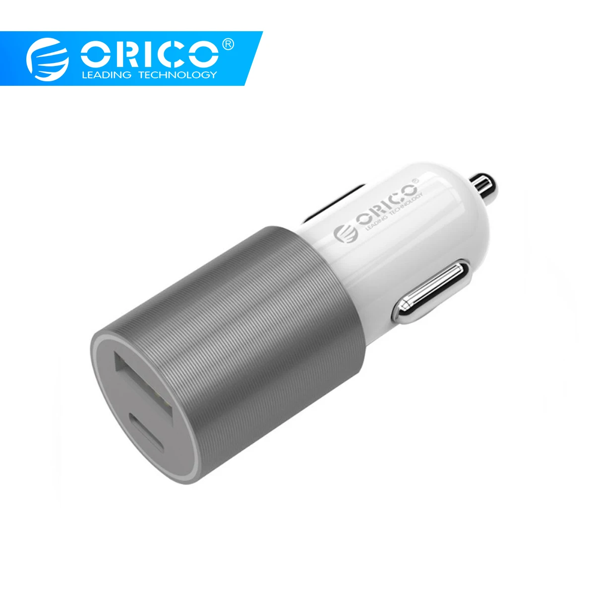 

ORICO UCF-2U Car Charger 1USB Port 1Type C Port 12V/24V Wide Voltage Black/White USB Charger