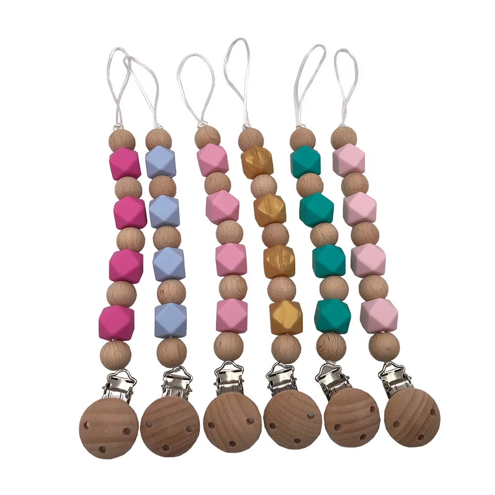 

Baby Pacifier Clip Chain Wooden Beads Dummy Clip Chupetas Soother Chew Pacifier Leash Nipple Holder Teether Anti-Drop Rope #0