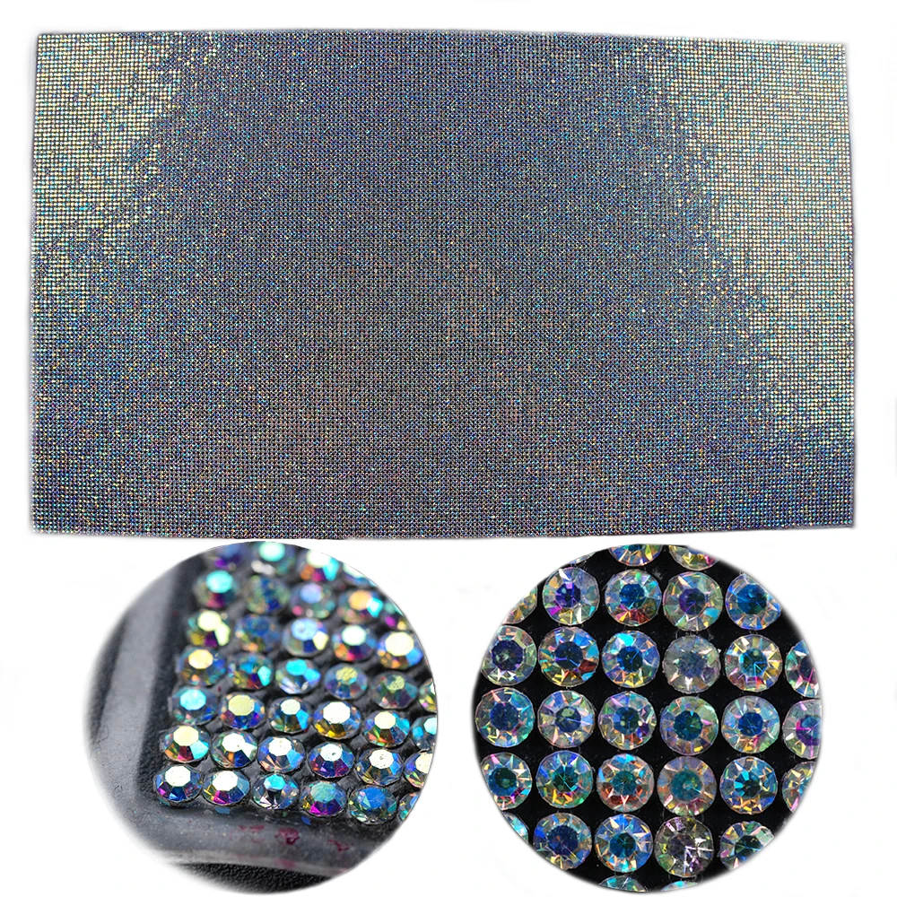 Size 20*40cm Back Self Adhesive Glass Rhinestones Trim Crystal Fabric