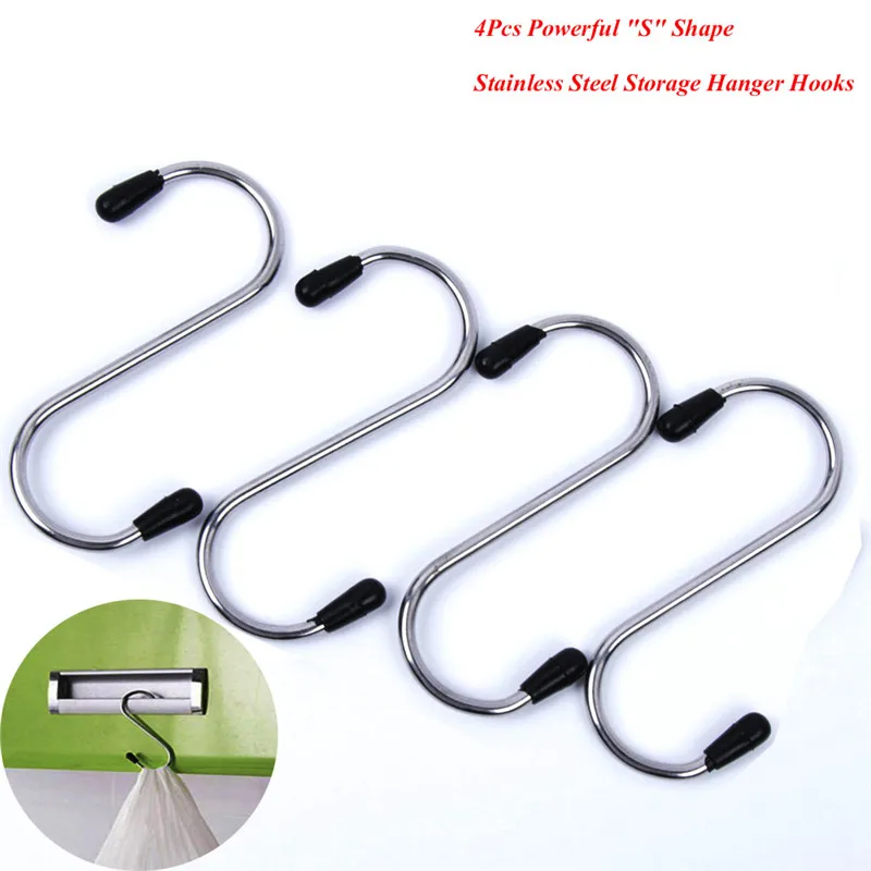 4 шт./компл. Горячая мощный "S" тип формы из нержавеющей стали крючок для склада крючки Органайзер Прямая