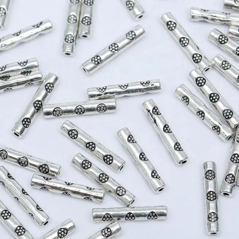 

50pc Tibetan Silver Color Loose Spacer Tube Metal Beads Charms For Jewelry Making DIY Bracelet Necklace Accessories Wholesale