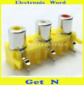 

50pcs RCA AV3-8.4-15 Type 3x holes Audio Video PCB RCA Female Connecctors Jacks 3P Socket