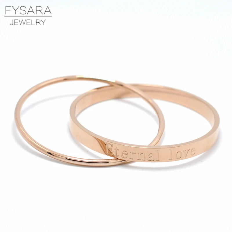 

FYSARA Luxury Two Circles Round Bracelets & Bangles For Women Letter Bangles Rose Golor Color Wedding Famous Brand Jewelry Gift