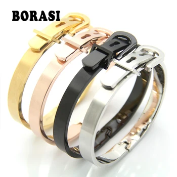 

Famous Fashion Brand Jewelry Bangle Unisex Women/Men Jewelry Wholesale 4 Colors Gold Color Round Trendy Belt Bracelets Bangles