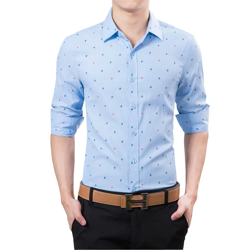 New 2016 Brand Men Shirt Slim Fit Casual Shirts Men Fashion Polka Dot Print Luxury Dress Shirts Camisa Masculina