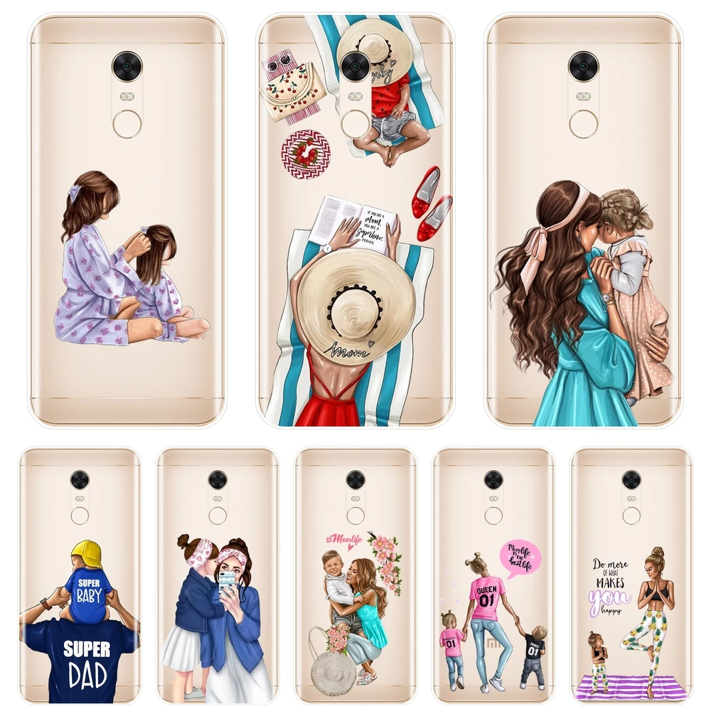 

Dad Mom Baby Soft Silicone Phone Case For Xiaomi Redmi Note 6 Pro 5A Prime 5 4 4X Pocophone F1 Redmi S2 6A 5 Plus 4A Back Cover