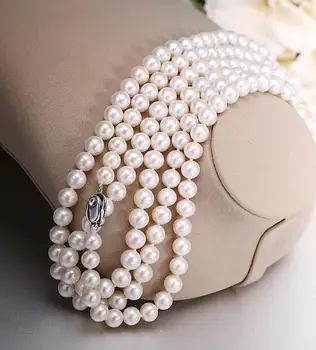 

classic 9-10 mm round white pearl necklace 36 inch 50"