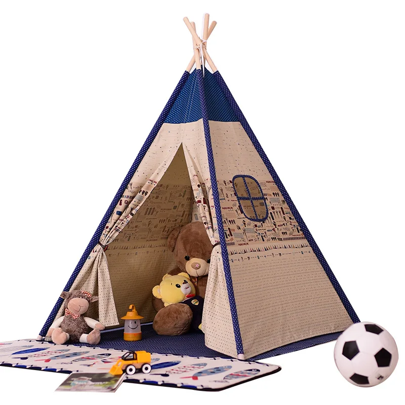 

Indian Children's Tent Baby Game House Climbing Baby Toy Tent, Pointy Striped Princess Tent Triangle Playhouse for Kids
