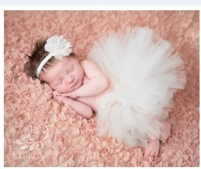 

Lovely Baby Girls Ivory Tutu Skirts Infant Handmade Ballet Tutus Pettiskirts with Flower Headband Children Birthday Party Skirts