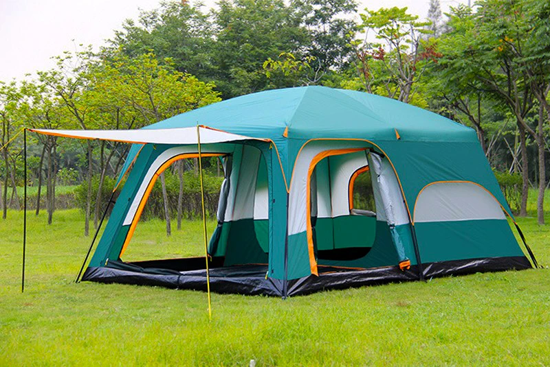Большая семейная палатка для 8-12 человек, для кемпинга, походов, путешествий, 2 комнаты, дышащая, водонепроницаемая, кабина, палатка, полупокрытие, двойной слой