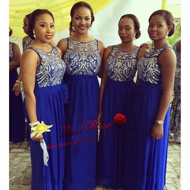 Синее Королевское для подружки невесты платье с блестками и бисером длинное шифоновое для невесты платье