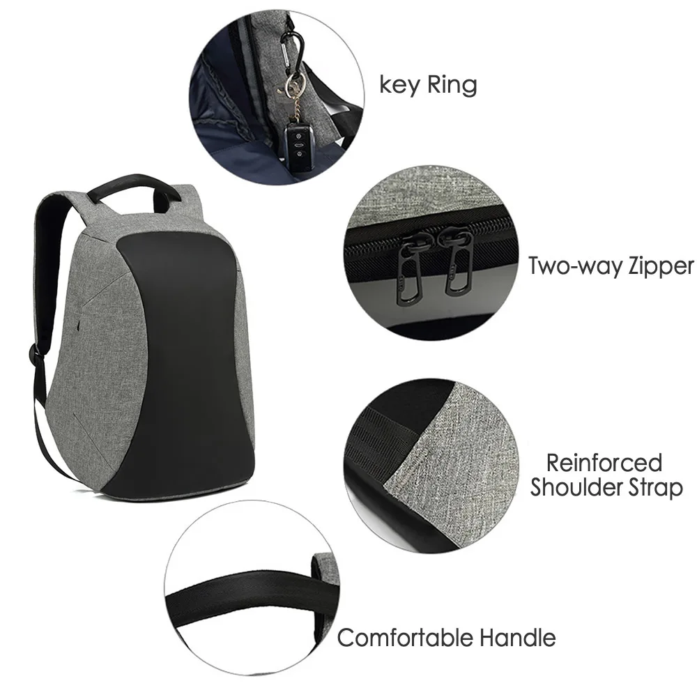 Mochila escolar Oxford para mujer, Mochila impermeable de viaje, antirrobo, carga USB para hombres, bolsa de ordenador portátil de 15,6 pulgadas Mochila escolar Oxford para mujer, Mochila impermeable de viaje, antirrobo, carga USB para hombres, bolsa de ordenador portátil de 15,6 pulgadas