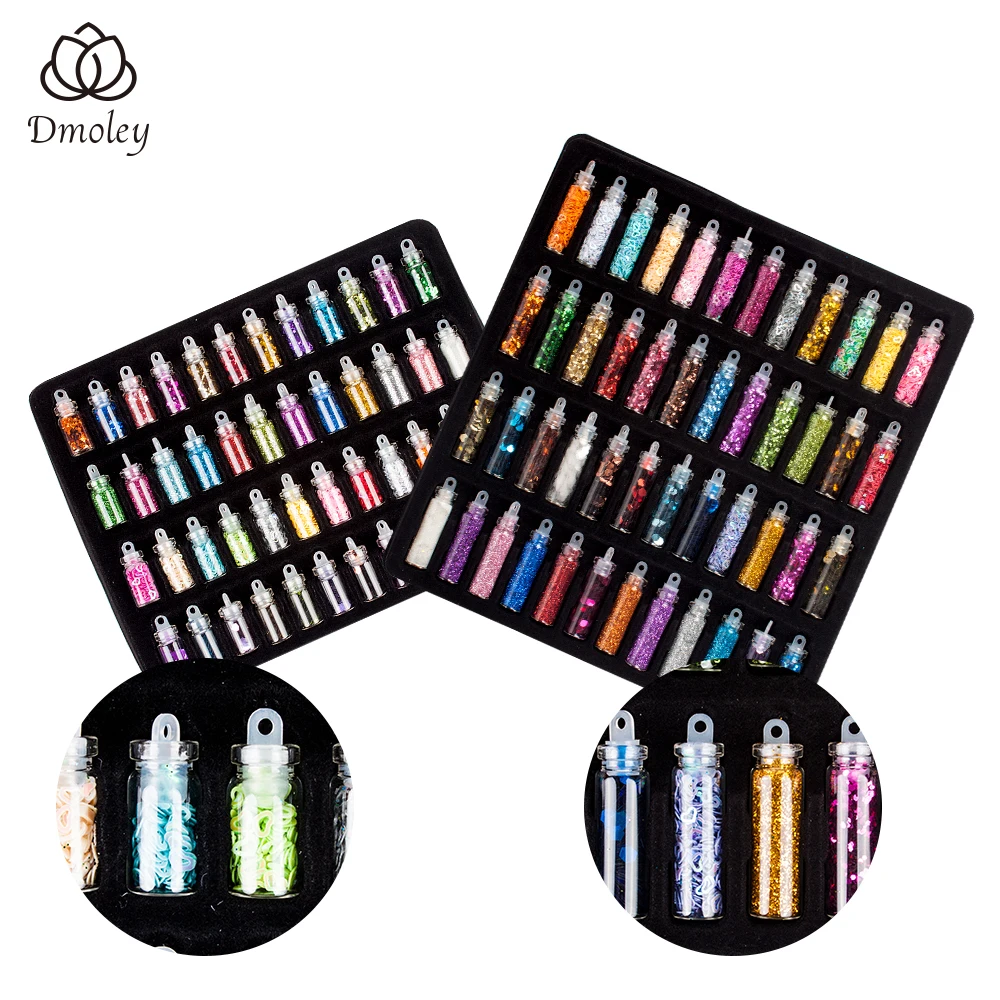 

Dmoley Nail Glitter Set Powder New 48 Bottles/set Mini Colorful Sequins Series Nail Beads Acrylic Uv Gel Rhinestone Decoration