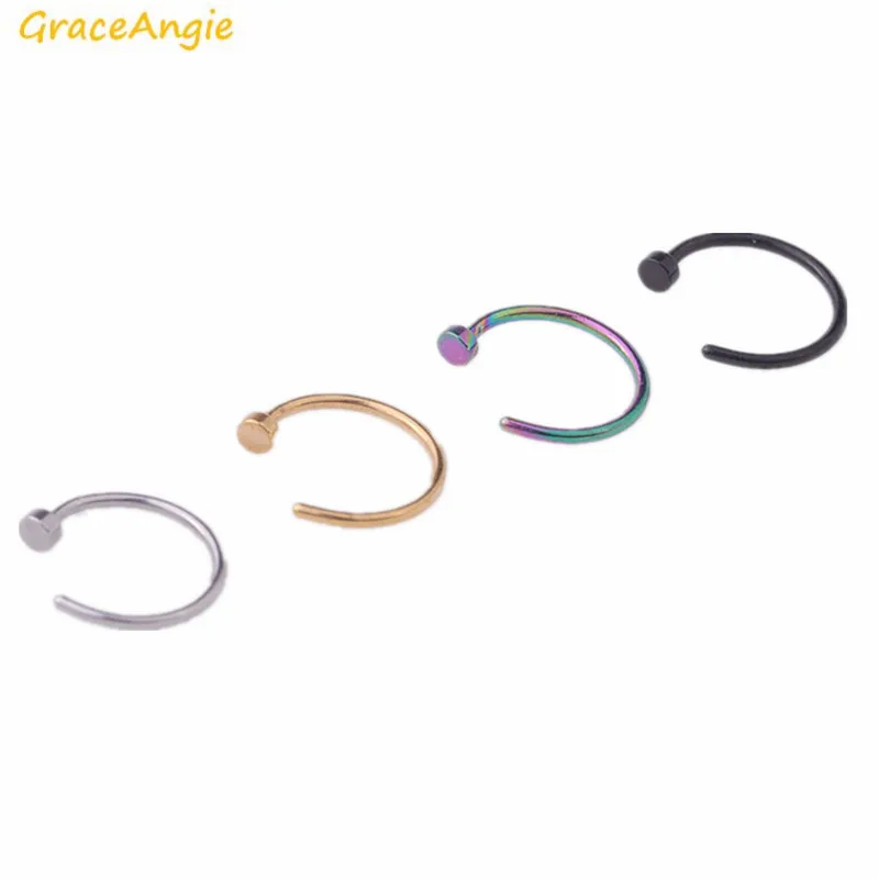 GraceAngie 2 шт Титановая Сталь Нос открытый обруч кольцо Красочные просто Разработанный богемный стиль женщины разноцветный пирсинг для тела ювелирные изделия
