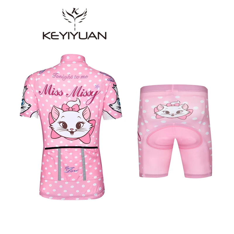 KEYIYUAN розовый детский Ropa Ciclismo Одежда для велосипедной езды летние велосипедные кофта и шорты мягкая дорожная велосипедная спортивная одежда велосипедная Джерси