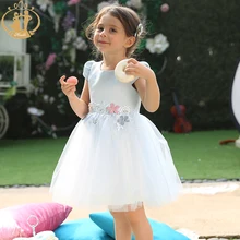 Nimble/Одежда для девочек; бальное платье принцессы с цветами и блестками для подружки невесты на свадьбу, день рождения