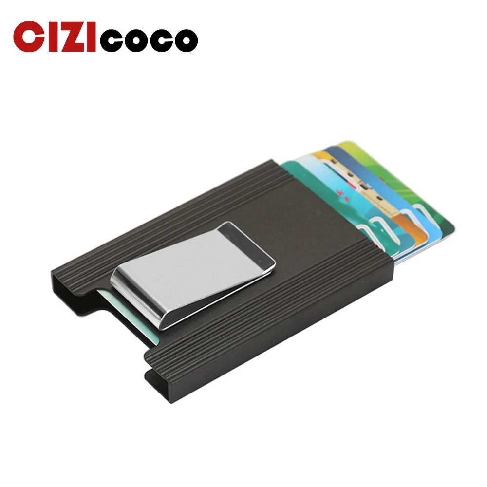 

New Fashion Slim Men Credit Card Holder RFID Non-scan Metal Wallet Purse Male Card Holder